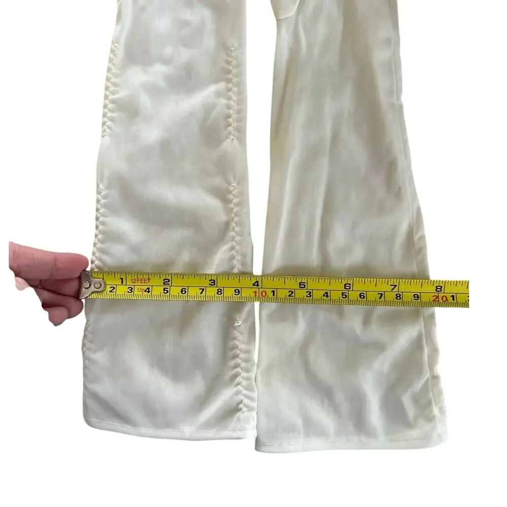 Vintage 50s 60s White Ruched Nylon Opera Gloves Elbow Length